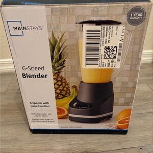Mainstays Black and Clear 6-Speed Countertop Blender